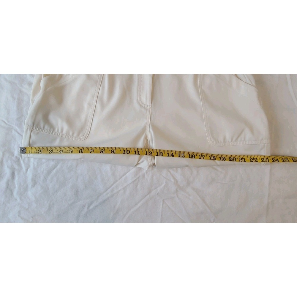 Max Studio Cargo Trousers Womens XL Ivory Pockets Taper Mid Rise Pants Easy Care - Picture 5 of 14